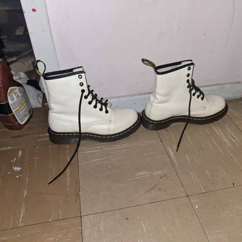 Dr. Martens White Lace Up Boots